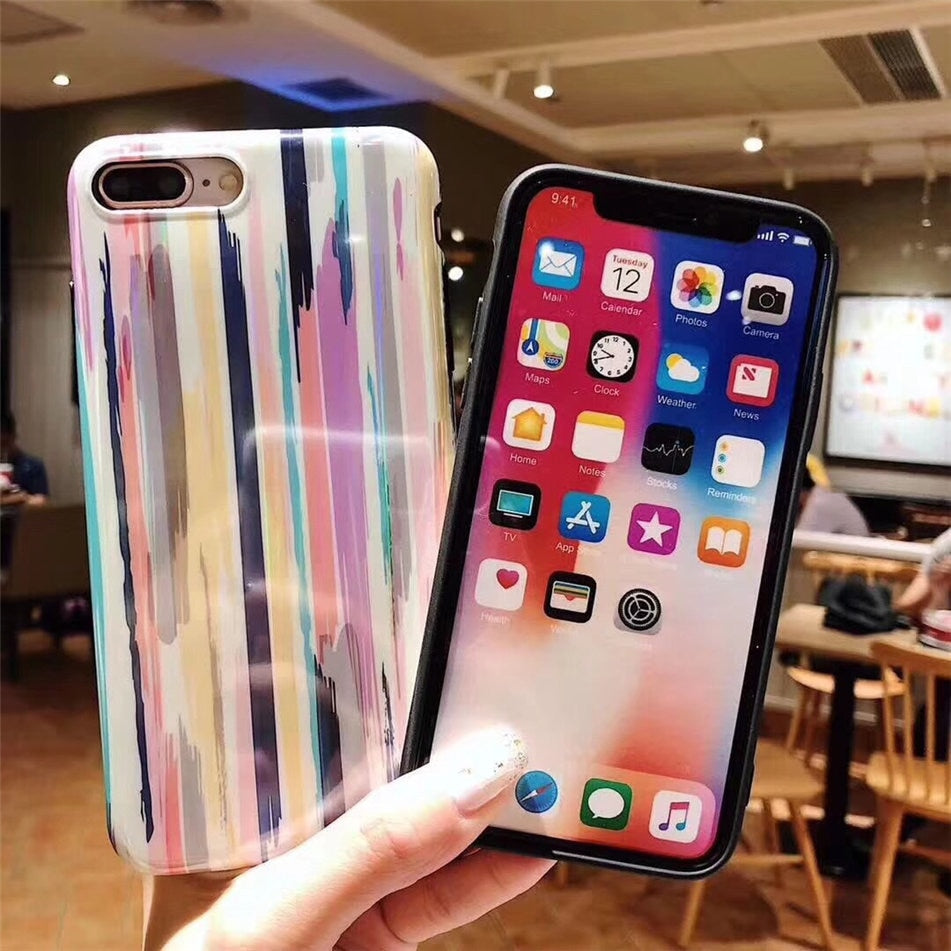 Embrace Vibrancy with the Colorful Rainbow Soft TPU Phone Case for iPhone